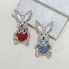 Rabbit Rhinestone Pin Brooch, Diamond Alloy Brooch, Little Rabbit Cute Animal Brooch Clothing Corsage