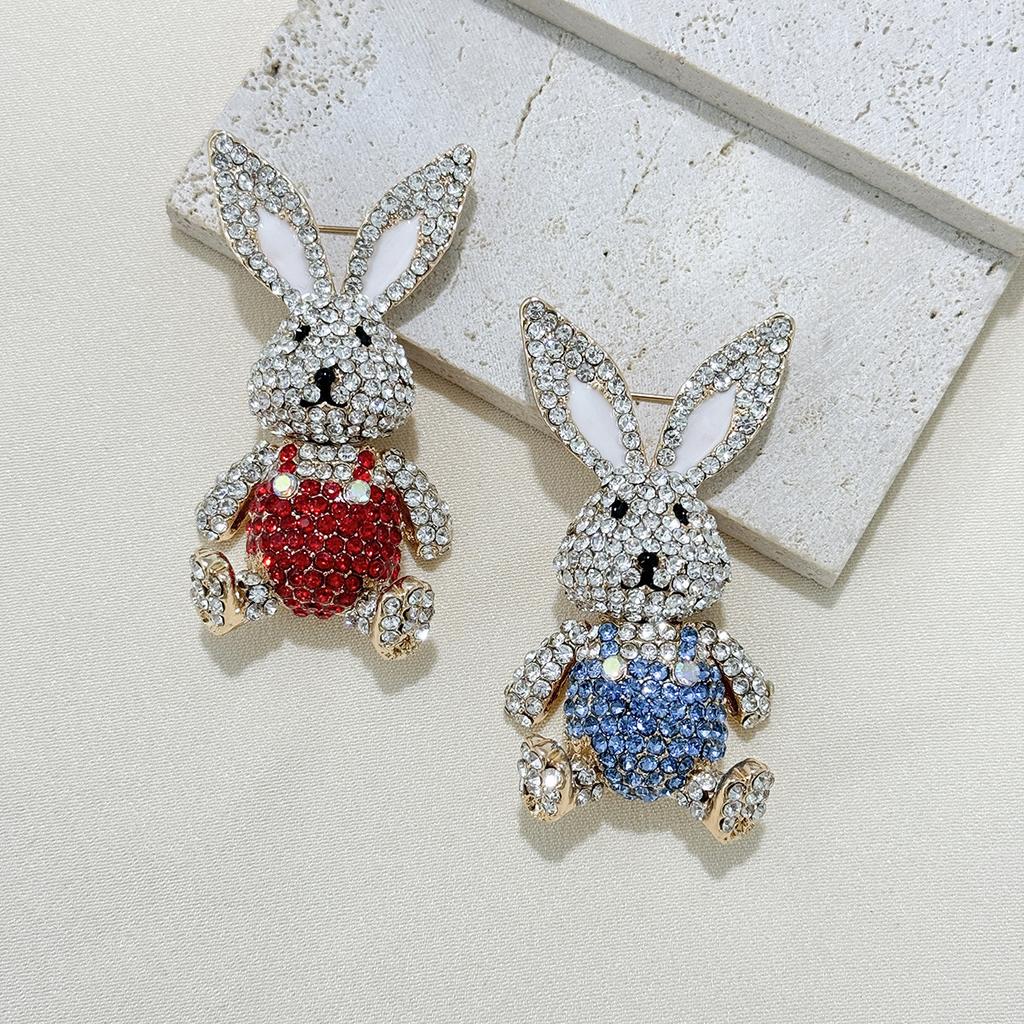Rabbit Rhinestone Pin Brooch, Diamond Alloy Brooch, Little Rabbit Cute Animal Brooch Clothing Corsage