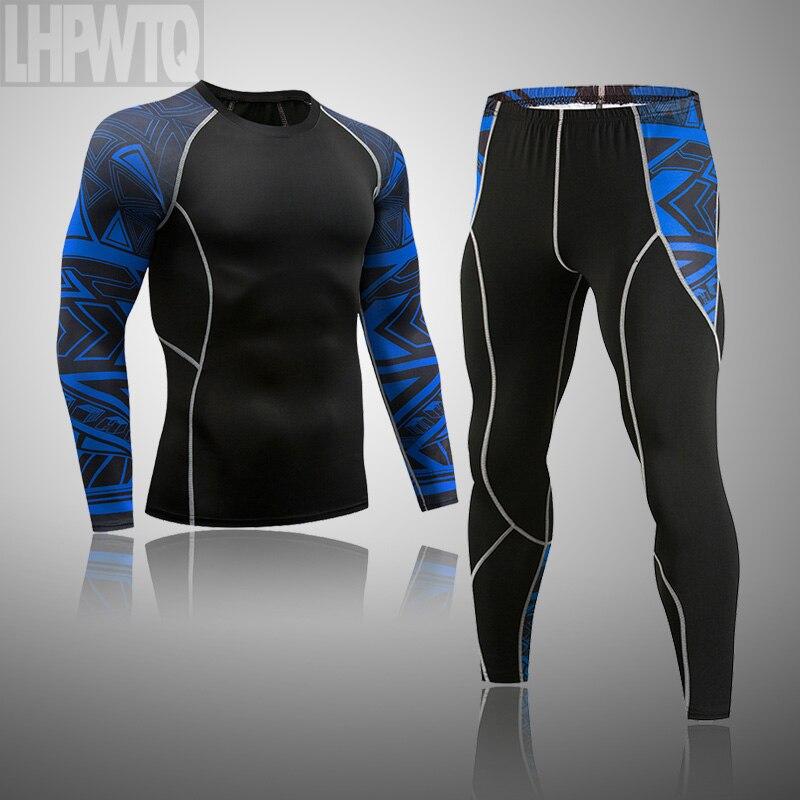 2 шт., комплект термобелья для мужчин Long Johns, леггинсы для фитнеса, компрессионный спортивный костюм, нижнее белье