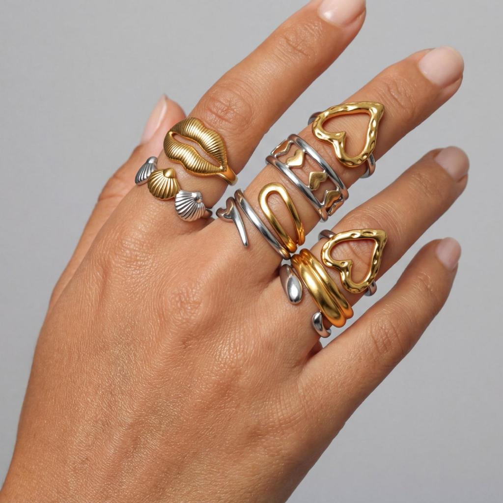 Fashion Geometric Rings for Women Gold Silver Color Stainless Steel Adjustable Ring Wedding Party Fashion Christmas Jewerly Gift