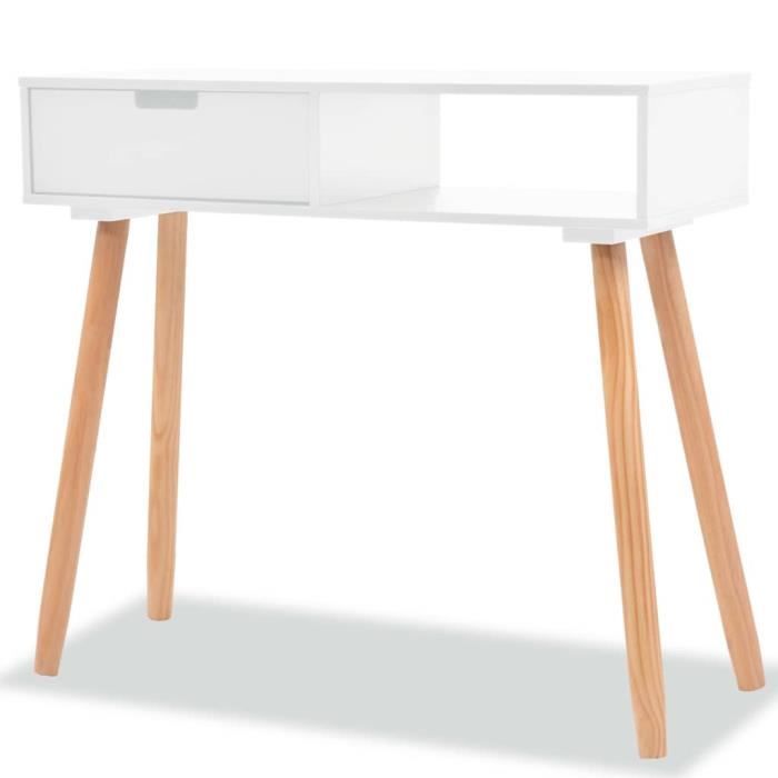 VidaXL Console Table Solid Pine Wood 80 X 30 X 72 Cm White
