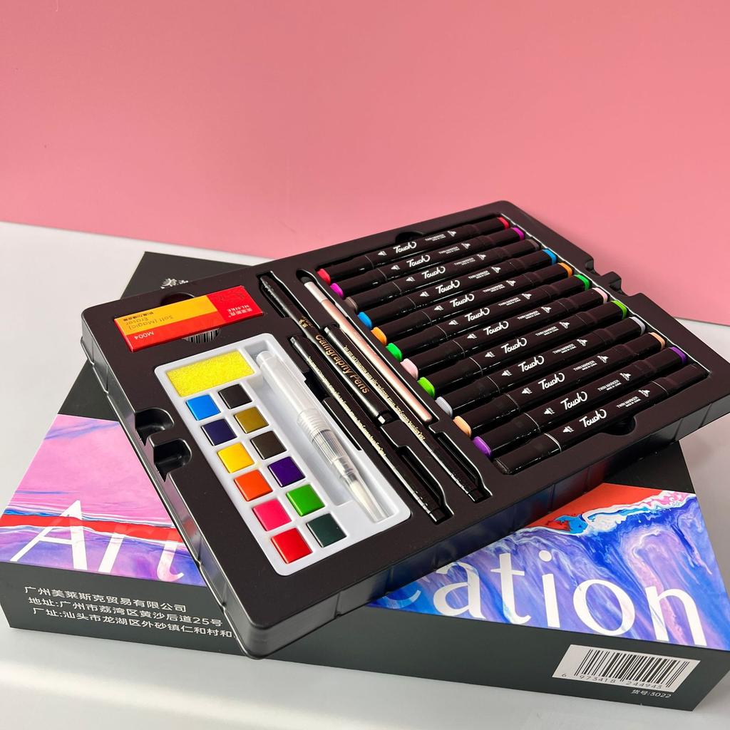 Art Supplies Drawing Tool Set Marker Pens Colored Charcoal Pencils Watercolor Paints Stationery Gift Box Sets