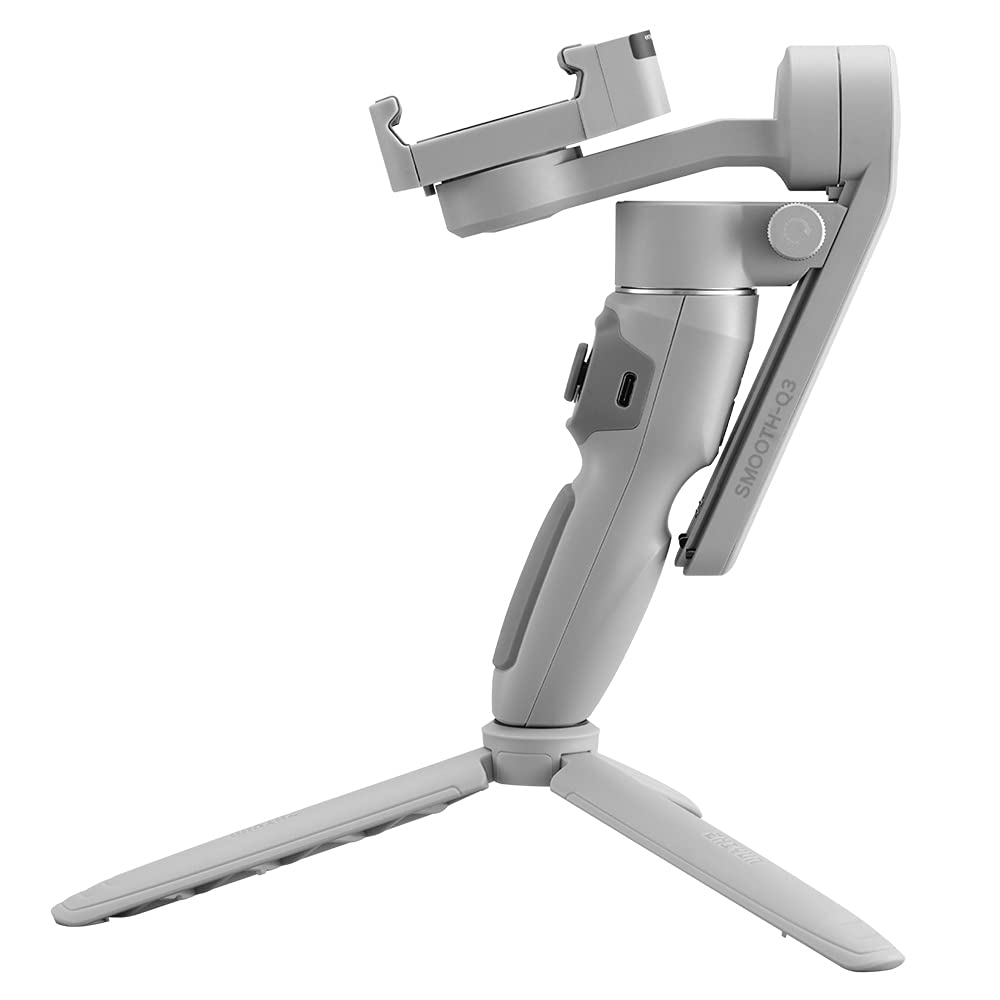 Японский ZHIYUN SMOOTH Q3 COMBO Смартфонный стабилизатор с LED-подсветкой и сумкой для переноски, Легкий, Серый [Официальная гарантия] 3-осевой стабилизатор, Чехол, Встроенная подсветка,