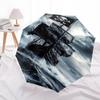 Pirate Ship, Stormy Sea Themed Automatic Opening and Closing Umbrella, Brightly Colored 8-rib Portable Umbrella, Suitable for Men and Women,