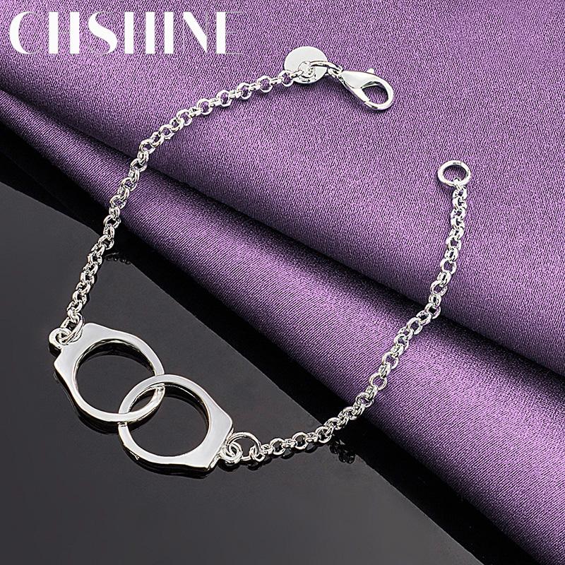 CHSHINE Изысканный браслет-наручники из стерлингового серебра 925 пробы для женщин, влюбленных, свадебный, модный, с подвесками
