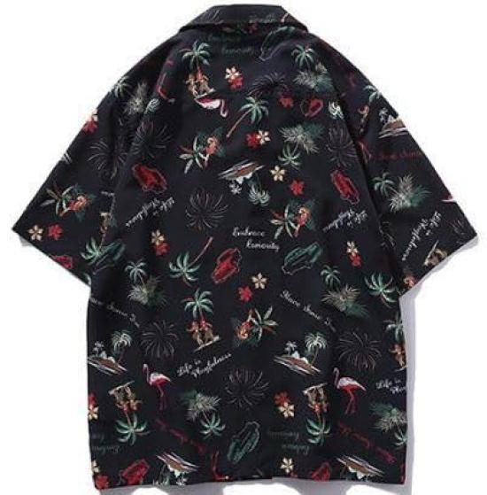 Aspersio Street Доступно в Пальмовом и Другом и Немного Плохой Парень Пляжная Блузка Рубашка с коротким рукавом с открытым воротником в стиле Алоха, Крутая, в стиле Онии,