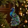 Christmas Tree Decoration Faux Crystal Animal Ornament, Acrylic Flat Print Hanging Decor Winter Holiday for Tree, Butterfly/Peacock/Bird/Swan Pendant,