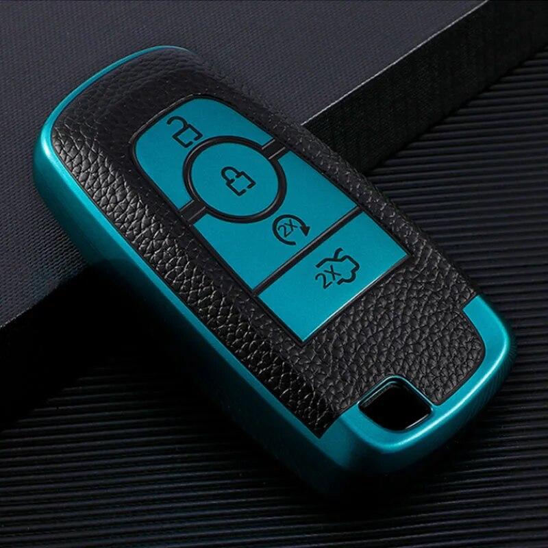 FOR Ford Focus Edge Explorer Escort Mondeo Mustang Ranger Leather TPU Car Smart Key Cover Case Shell Bag Protector Keychain