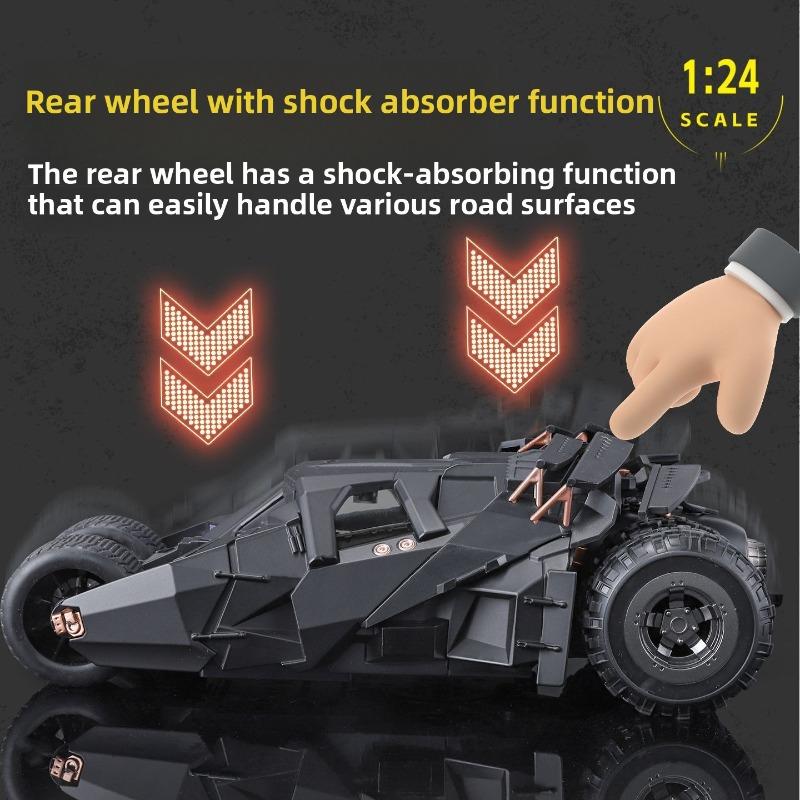 Alloy Die-cast 1:24 Batmobile Tumbler Sound Light Sprayable Model Car Toy, Perfect Birthday Gift for Kids Boys