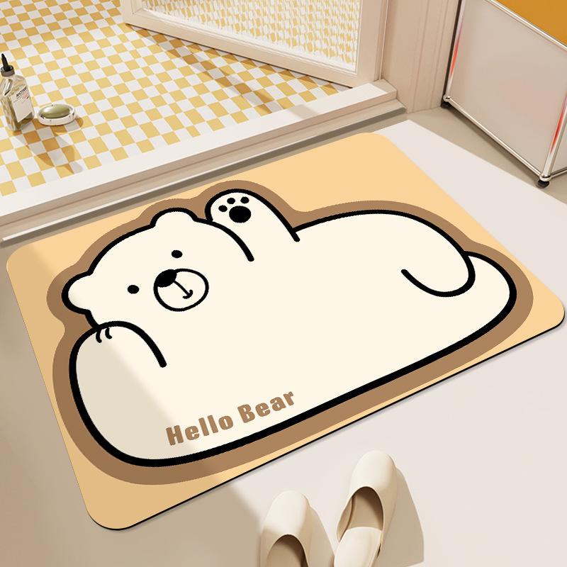 Милый коврик для ванной комнаты с животными, дверь в ванную комнату, диатомовая грязь, противоскользящий, впитывающий и грязный, мультяшный милый противоскользящий коврик для ног