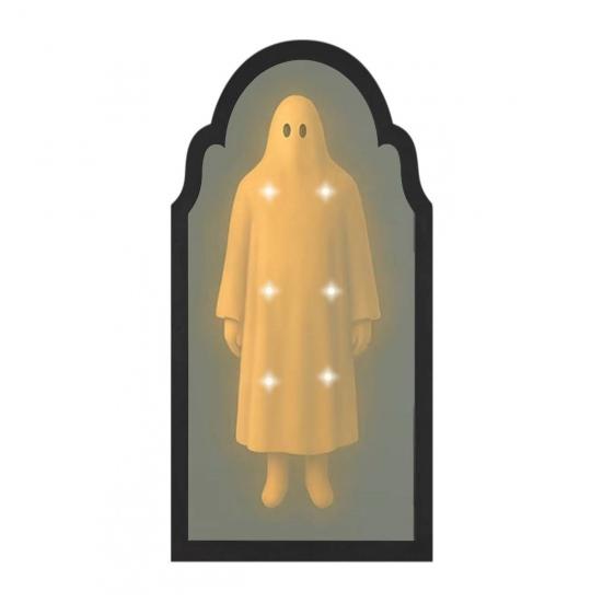 Зеркало-призрак на Хэллоуин, жуткое зеркало-голограмма с призраком и скелетом, со светодиодной подсветкой для украшения дома и спальни на Хэллоуин