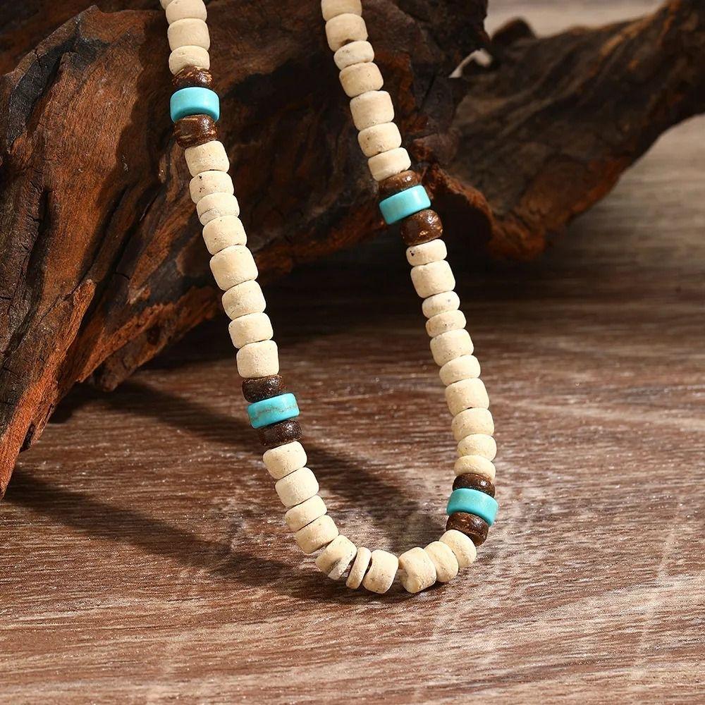 Ювелирные аксессуары Кокосовая ракушка Ожерелье Бохо Деревянный чокер Бирюза Ожерелье из бусин Подарок