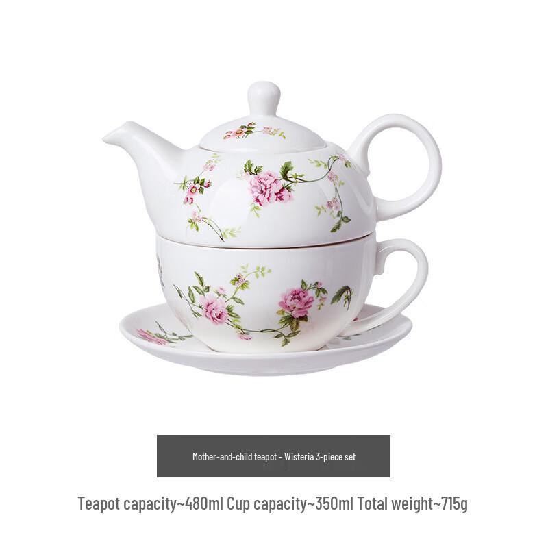 Jingxun Floral Ceramic Stacking Teapot & Cup Set