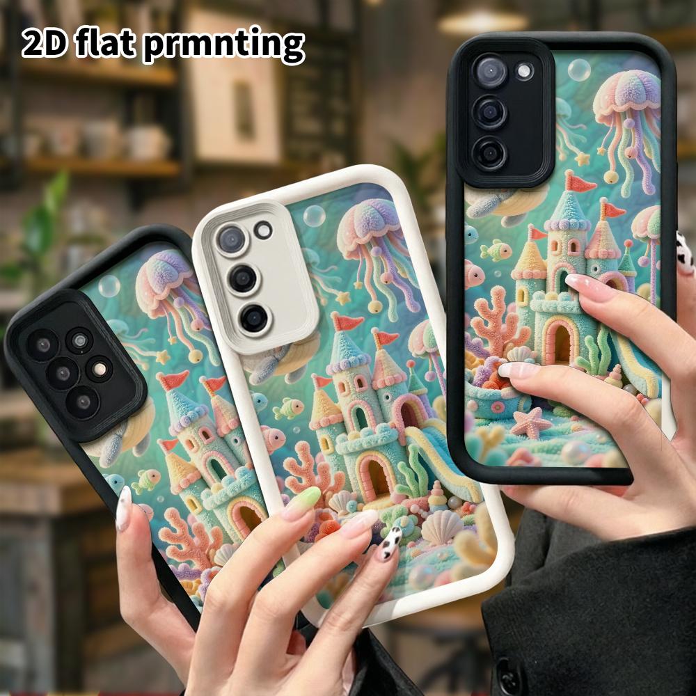 Phone Case: 2D flat, fits Samsung Galaxy A34 A35 M05 M06 S20 S22 S21 FE Plus 5G protective case, Underwater Castle, perfect Christmas and Halloween ho