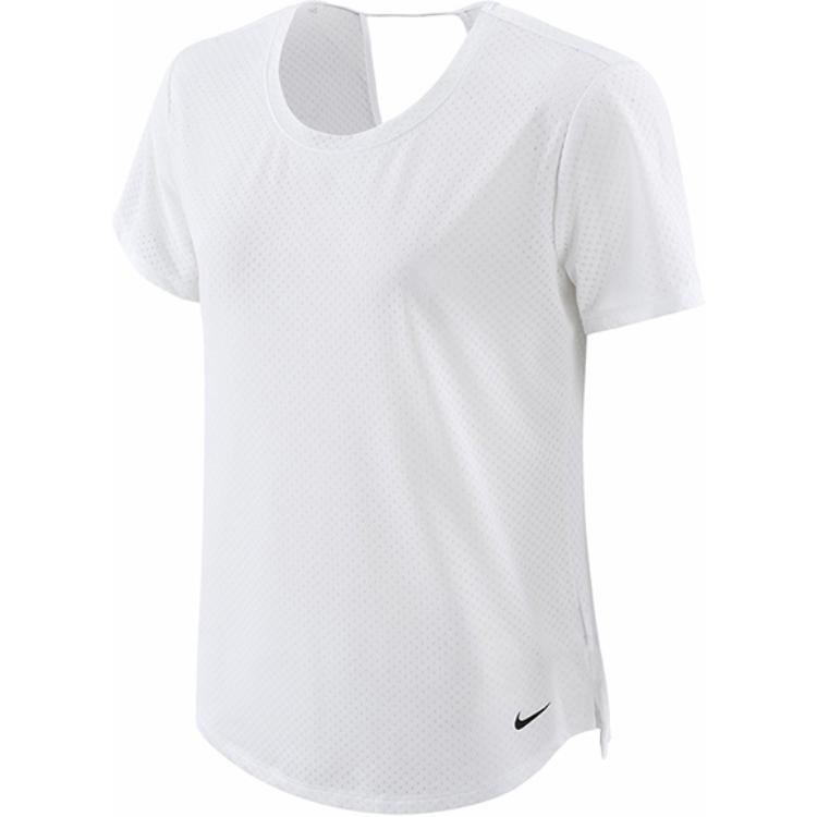 Nike Dri-Fit One Breathe с открытой спиной, круглым вырезом и короткими рукавами, женские топы, белые DX0132-100