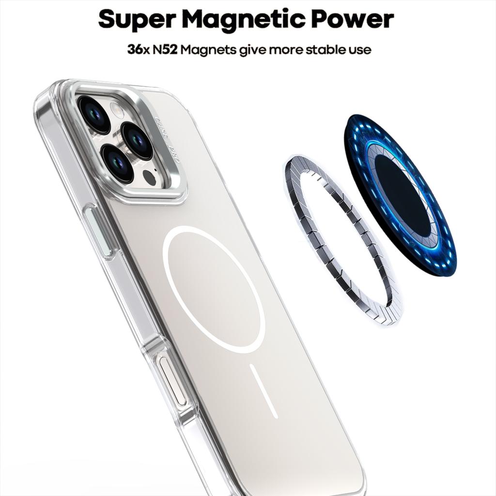 For iPhone 16 Pro Max Case Compatible with MagSafe TPU+Acrylic Phone Cover with Lens Frame Kickstand