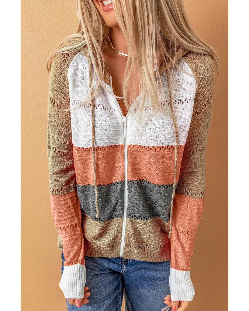 Azura Exchange Толстовка с капюшоном из цветного трикотажа с застежкой-молнией спереди