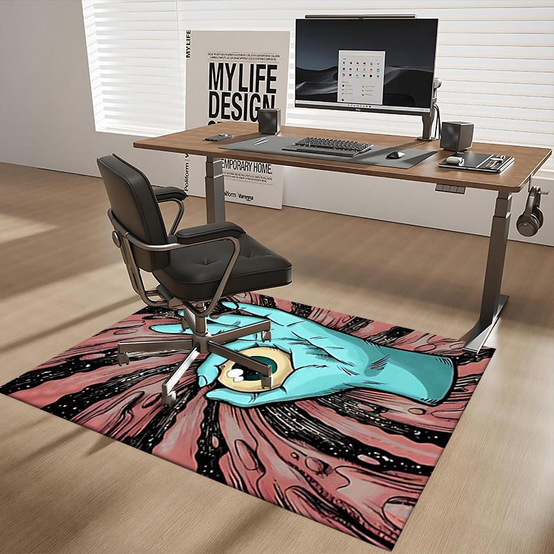 1pc Anime Cartoon Design Ok Hand Eye Office Chair Mat Non-Slip Carpet for Home Decor, Suitable for All Seasons, Fits Office and Gaming Room.A078