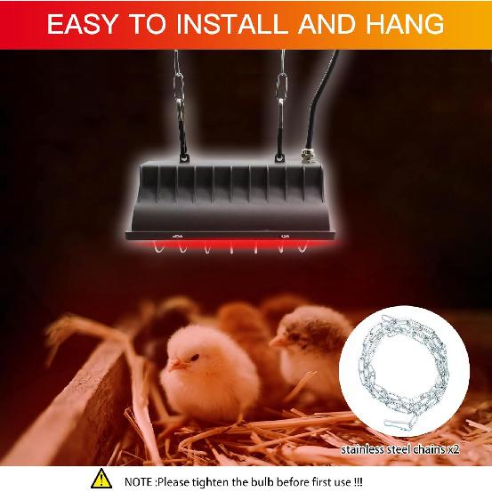 Лампа обогрева курятника 250 Вт Обогреватель для курятника с регулируемой температурой Лампа обогрева для цыплят Инкубатор для цыплят Обогреватели для цыплят Котят Щенков Домашних животных (250W-)