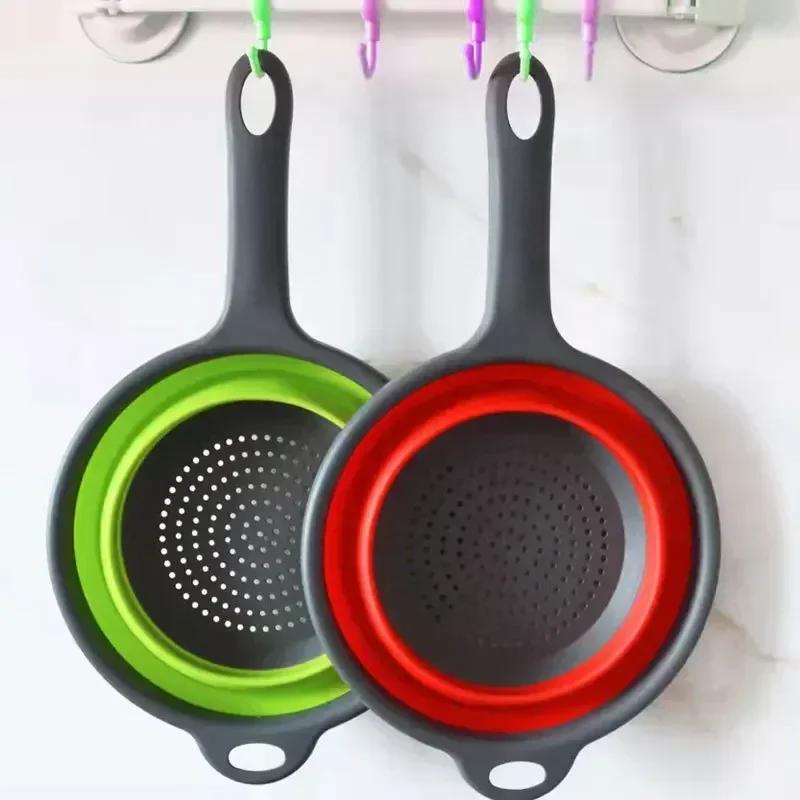 Extendable Kitchen Colander Strainer with Long Handle Collapsible Colander Strainer Vegetable Fruit Flexible Pasta Strainer