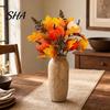 Durable Fabric Fall Flowers Artificial Bouquet with Pumpkins Maple Leaves Wheat Berries, Autumn Berry Decoration Home Decor for Thanksgiving