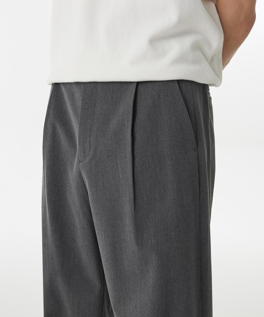 MUSINSA STANDARD One-Tuck Loose Tapered Hidden Banding Slacks [Medium Gray]
