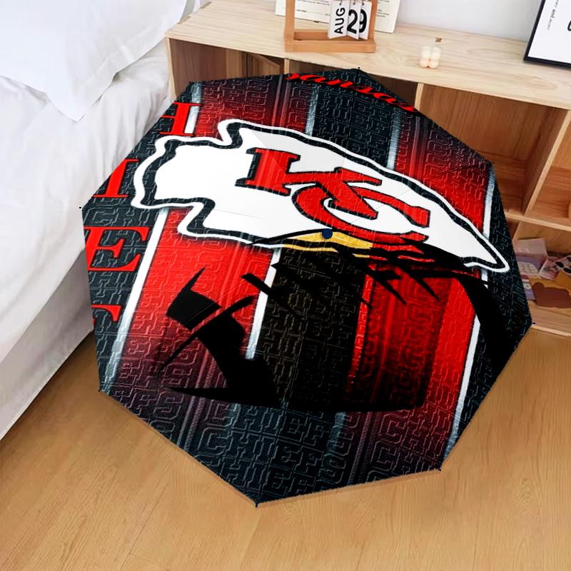 1PC City Chiefs Emblem Printed Umbrella Folding umbrella, automatic umbrella 8-Frame for Travel, camping Fan gifts Christmas Gifts