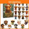 Cow Style Highland Christmas Countdown Calendar Blind Box Acrylic Pendant Decor