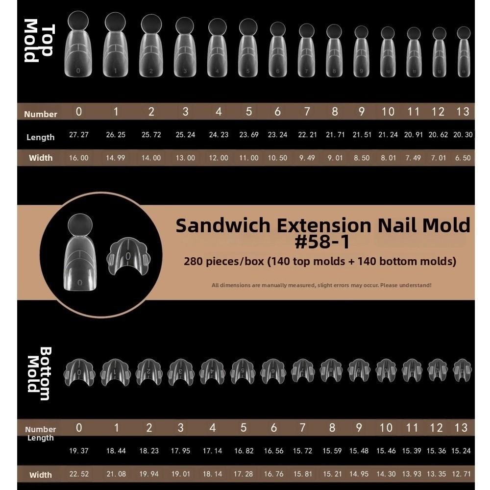 280pcs 14 Sizes Nail Extension Forms Square Oval Nail Molds New Manicure Tools for Nail Extension