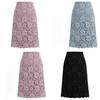 French Lace Midi Skirt With Zipper For Office And Casual Wear