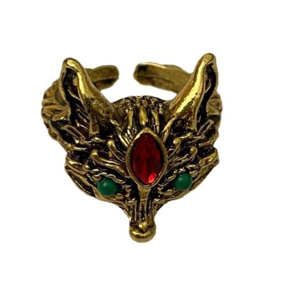 Fox Ring Vintage Style Adjustable Opening Ring Rhinestone Decor Polished Adult Party