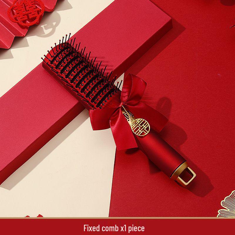 Приданое китайской невесты: Красный набор расчесок с воздушной подушкой - Пушистая воздушная подушка, Одна пара с подарочной коробкой для свадеб
