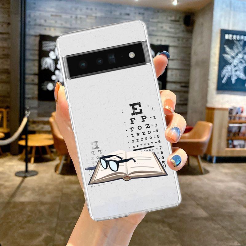 Чехол для телефона Google Pixel 9,8,7,6,5,4,4XL,7A,6A,5A,4A,3A,Pro,XL,5G Прозрачный Мягкий ТПУ Корпус Медицинская Таблица для Проверки Зрения