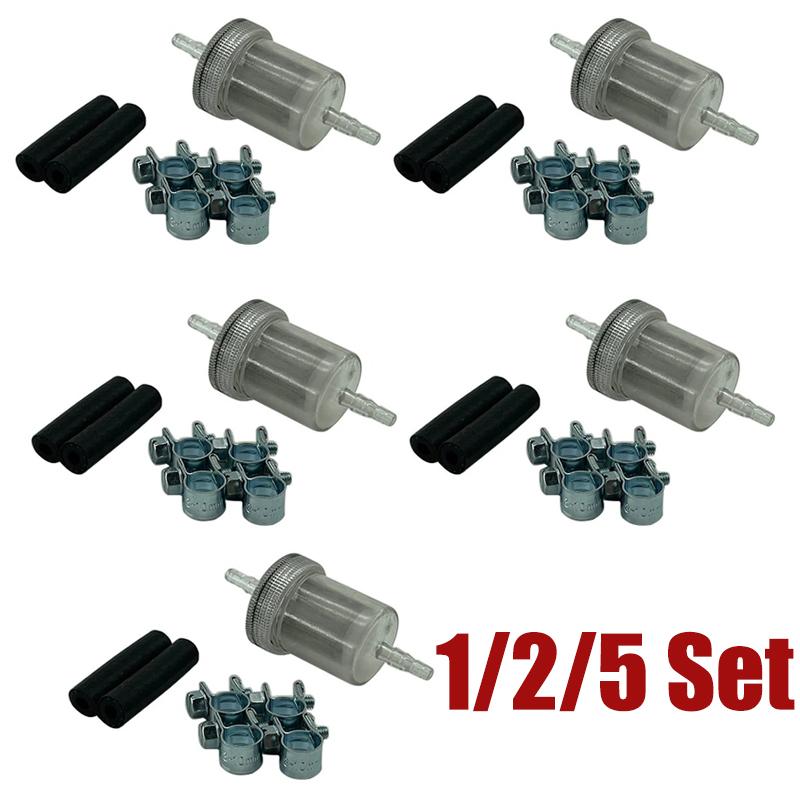 1/2/5 Set Diesel In-Line Oil Fuel Filter & Connction Hose & Clip For Webasto Eberspacher Car Truck Air Diesel Parking Heater