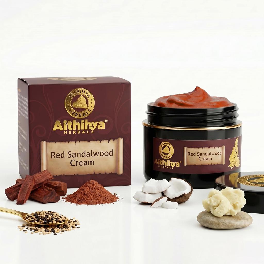 'Aithihya Herbals Аюрведический ночной восстанавливающий крем с красным сандалом (Ракта Чандан) - Антивозрастной крем для лица для осветления кожи, от пигментации и темных пятен