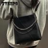 Women Casual Bag Black Versatile High Capacity Chain Bag Vintage Single Shoulder Messenger Handbag