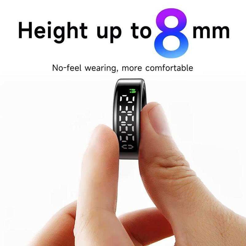 Smart Ring Men Women LED Screen Display Health Monitor Oxygen Sleep Monitoring Fitness Tracker Heart Rate Finger Rings