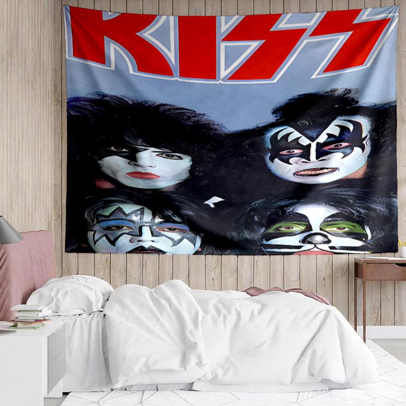 Kiss band Tapestry for Bedroom Aesthetic Classroom Tapestries Wall Hanging for Living Room Dorm Office,Ideal Creative Gift