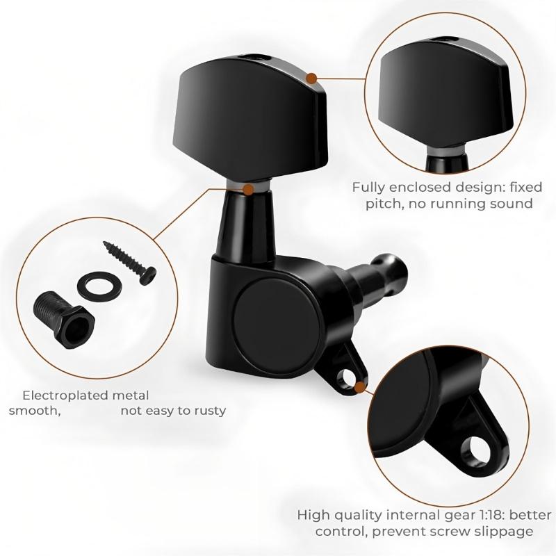 6Pcs Metal Guitar Tunings Pegs Key Tuners Machine Head Knob Guitar String Tunings Peg Guitar Replacement Part Enduring