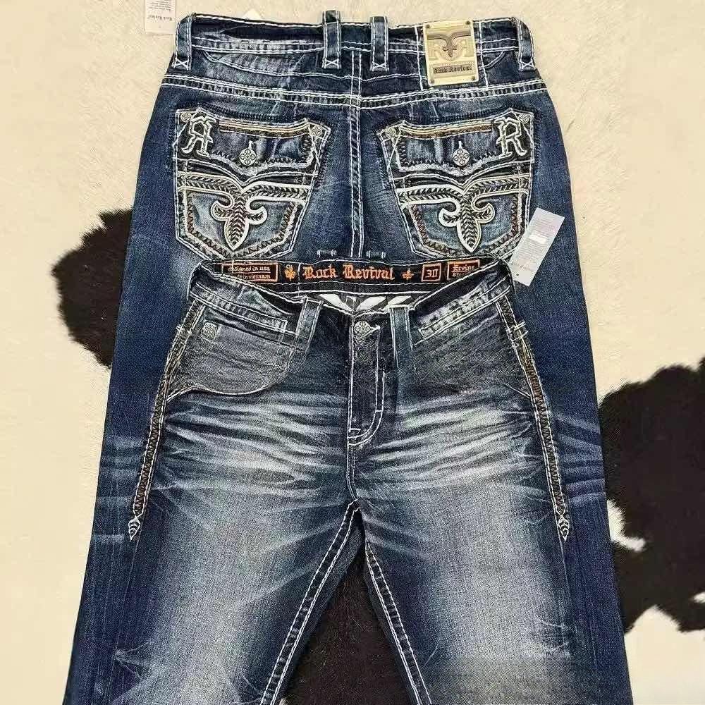 RogueWave Американские Ретро Узкие Расклешенные Джинсы Женские Y2k Харадзюку Готика Винтажные Карманы Вышитые Синие Джинсовые Брюки Низкая Посадка Широкие Штанины