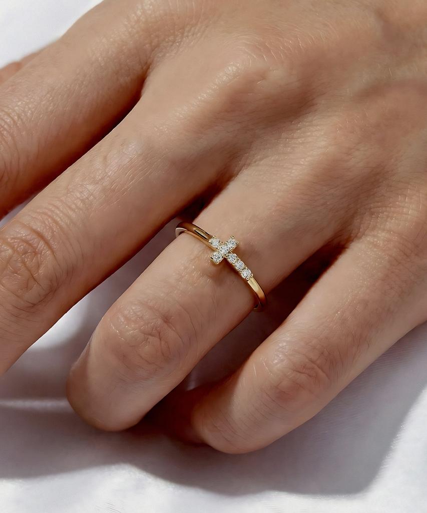 Helene Jewelry Кольцо Мини-Крестик из Серебра 925 пробы (Тип C)