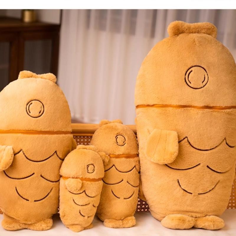 30-80CM Creative Taiyaki Cat Rabbit Plush Toys Furry Animal Plushie Nest Pillow Big Fish Carrot Cushion Lovely Doll For Girls