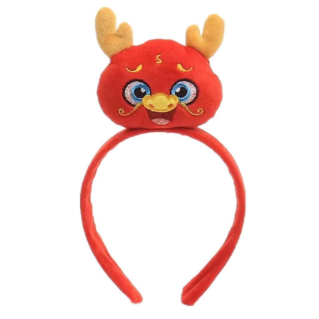 Cute Stuffed Dragon Head Shape Hair Hoop Women Spa Wash Face Makeup Headband for Photography New Year Hair Accessories