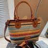 Beach Woven Small Bag Women's New Summer Shoulder Messenger Bag Bucket Straw Bag Large Capacity Straw Woven Tote Bag