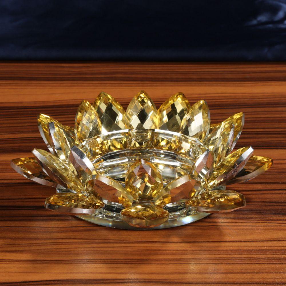 Colorful Crystal Lotus Ornament Thicken Crystal Lotus Candlestick Lotus Candle Holder Living Room