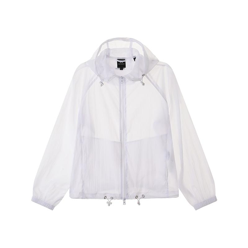 Armani Exchange Куртка с капюшоном на молнии с длинным рукавом, однотонная, SS24, женские куртки, Белый 3DYB62-YN8TZ-1000