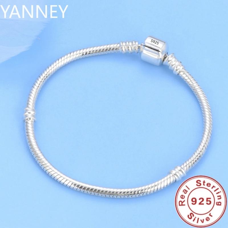Famous Original Certified 925 Silver Bracelet for Women DIY Charms Beads Snake Link Chain Classic Wrist Jewelry