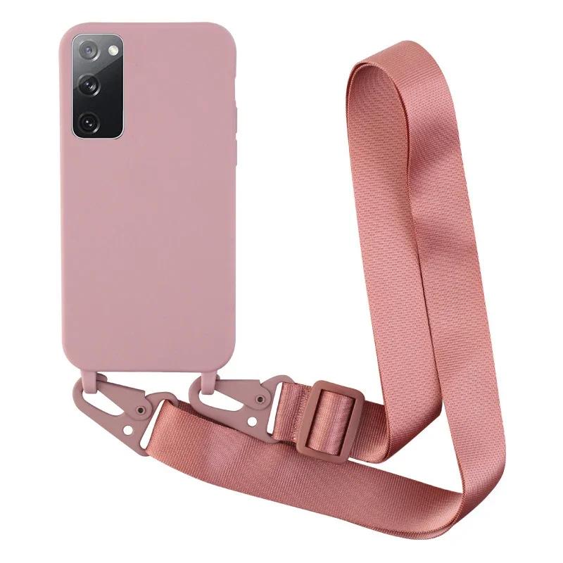 Crossbody Necklace Strap Lanyard Cord Case for Samsung S24 Ultra S23 S22 S10 S9 S8 Note20 Ultra Silicone Soft Back Shockproof Full Protection Cover