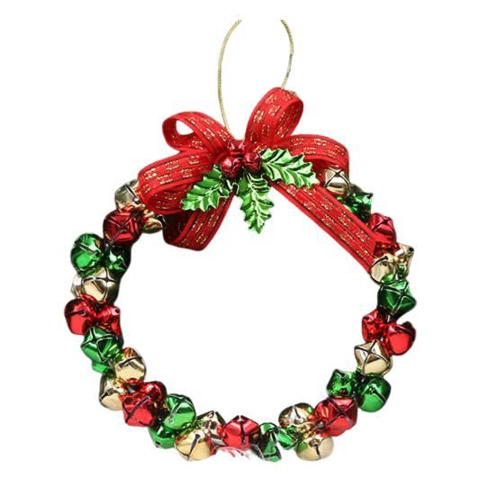 Рождественский венок из колокольчиков, венок из колокольчиков с бантом, маленькая гирлянда из колокольчиков, украшение для рождественского дома, елки