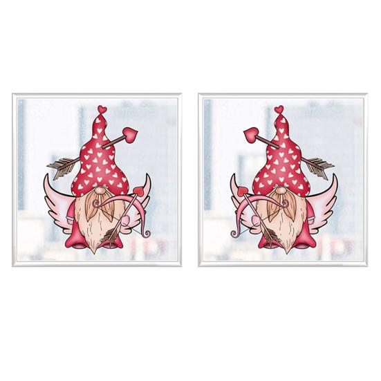 9 шт., наклейки на окно ко Дню святого Валентина, дизайн гнома-гнома с богатой формой сердца, создают атмосферу украшения, оконные наклейки на тему любви